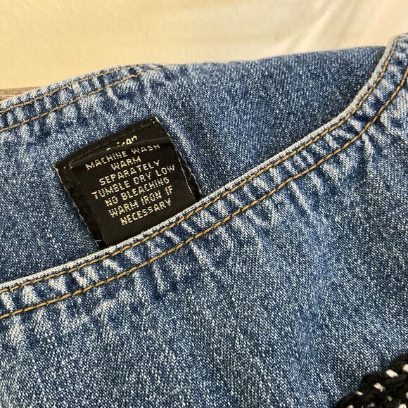 Y2K 90’s American Eagle Denim Crop Top size M Biker, Hippie, side zip - Picture 4 of 9